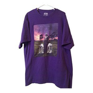 Star Wars XL 46/48 Purple T-Shirt 100% Cotton Darth Vader Walk AT-AT
